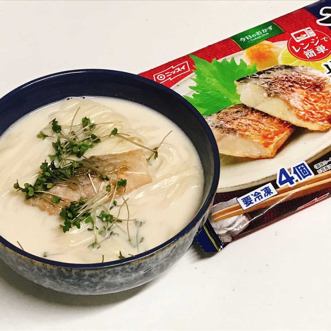 塩さば豆乳うどんの完成写真