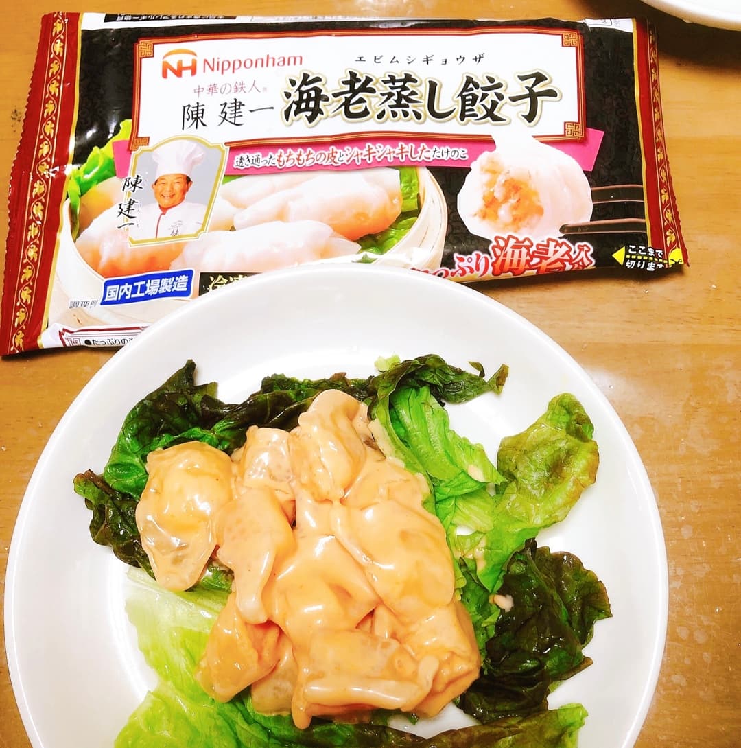 海老餃子でエビマヨの完成写真