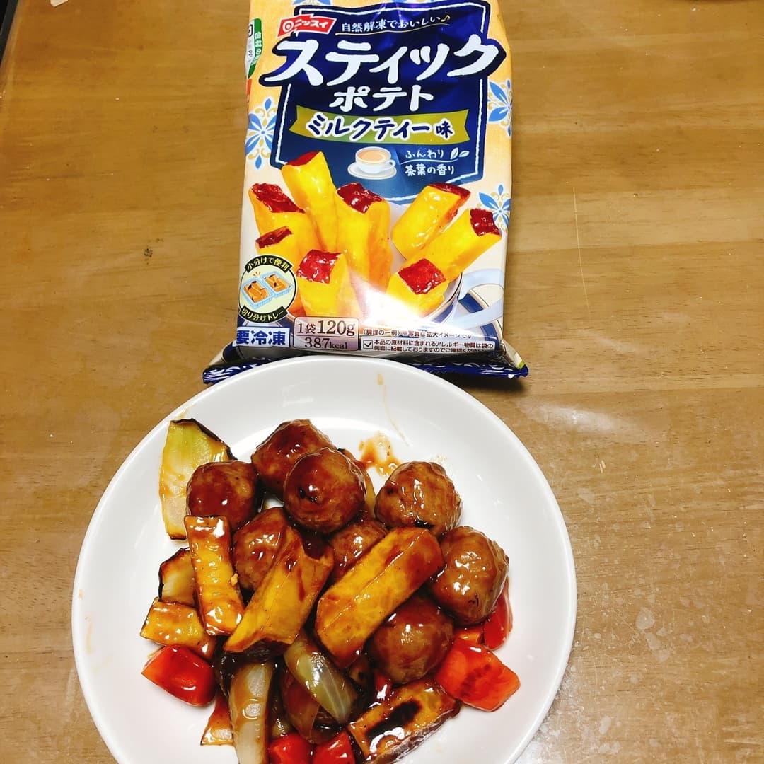 スティックポテトで酢豚の完成写真