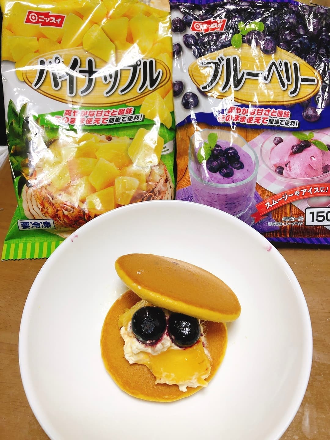 おやさいパンケーキでフルーツサンドの完成写真