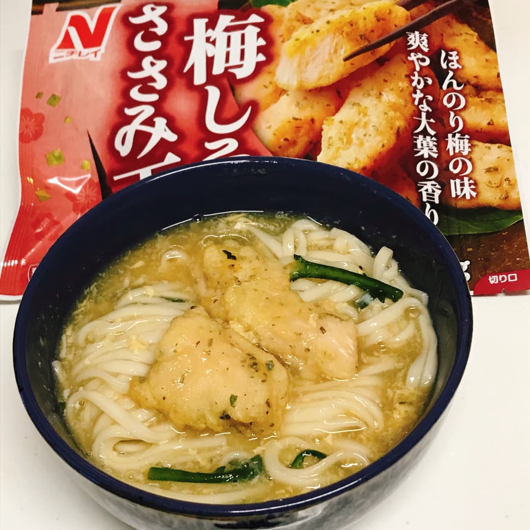 梅しそささみ天のあんかけうどんの完成写真