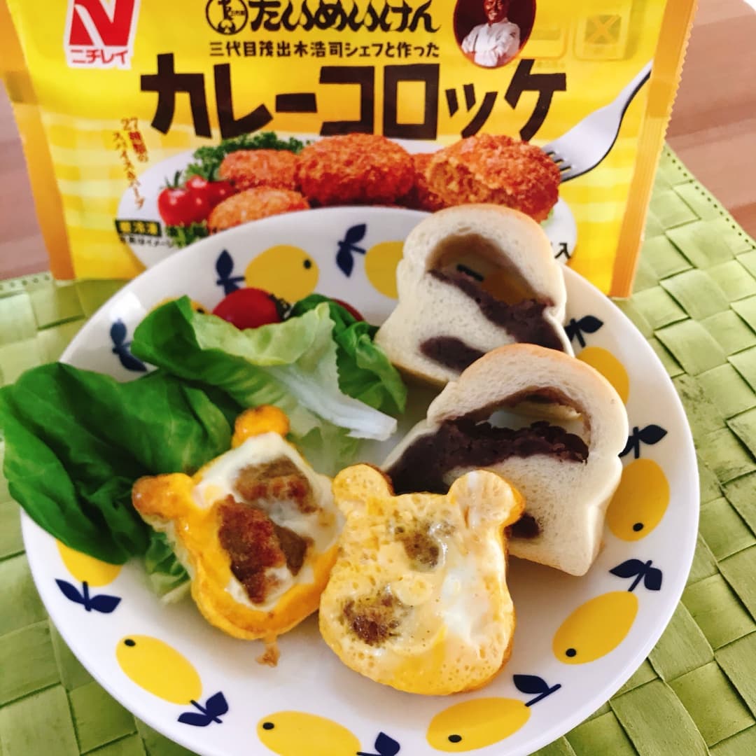 トースター卵焼きたいめいけんカレーコロッケの完成写真