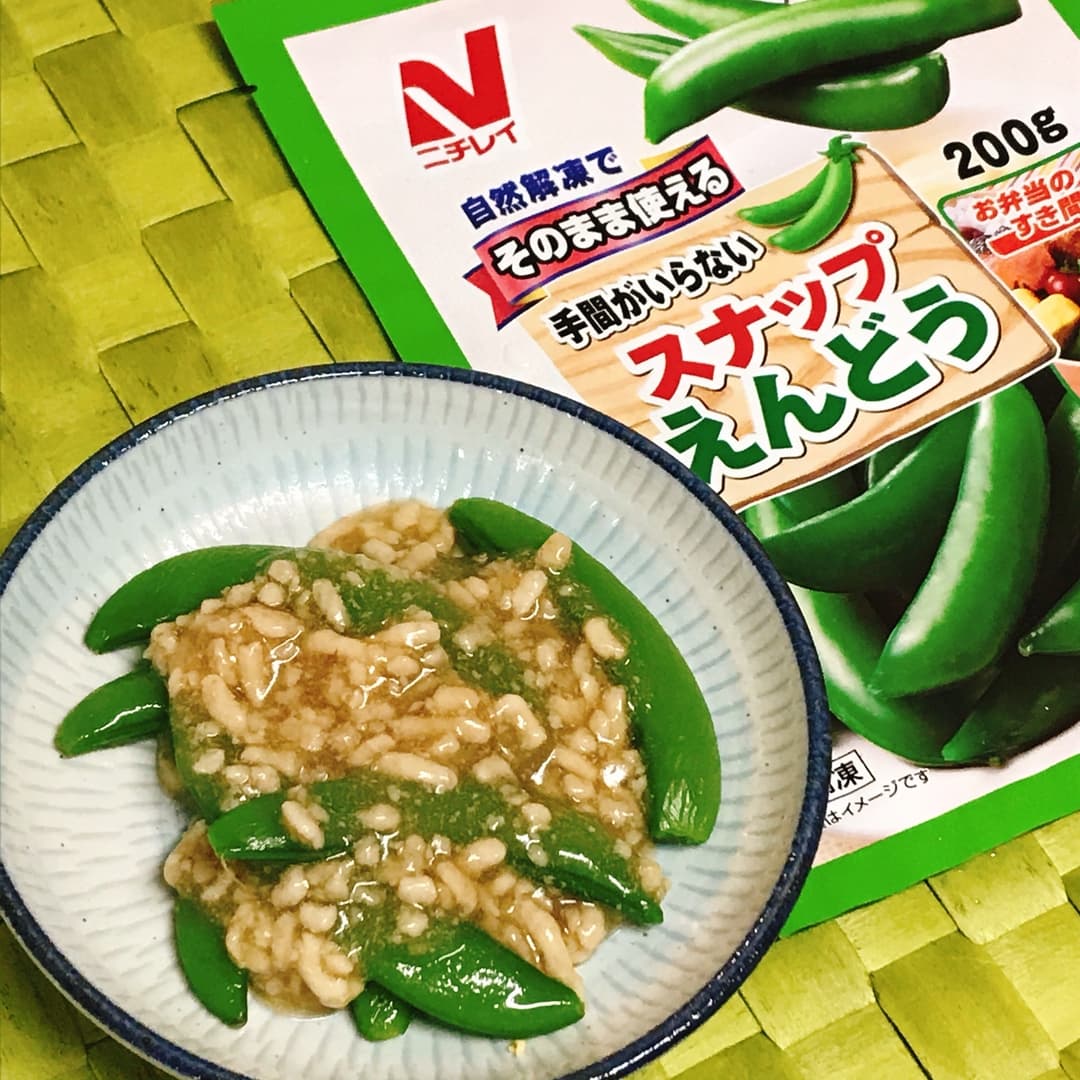 レンジで作るスナップえんどうの生姜そぼろあんの完成写真