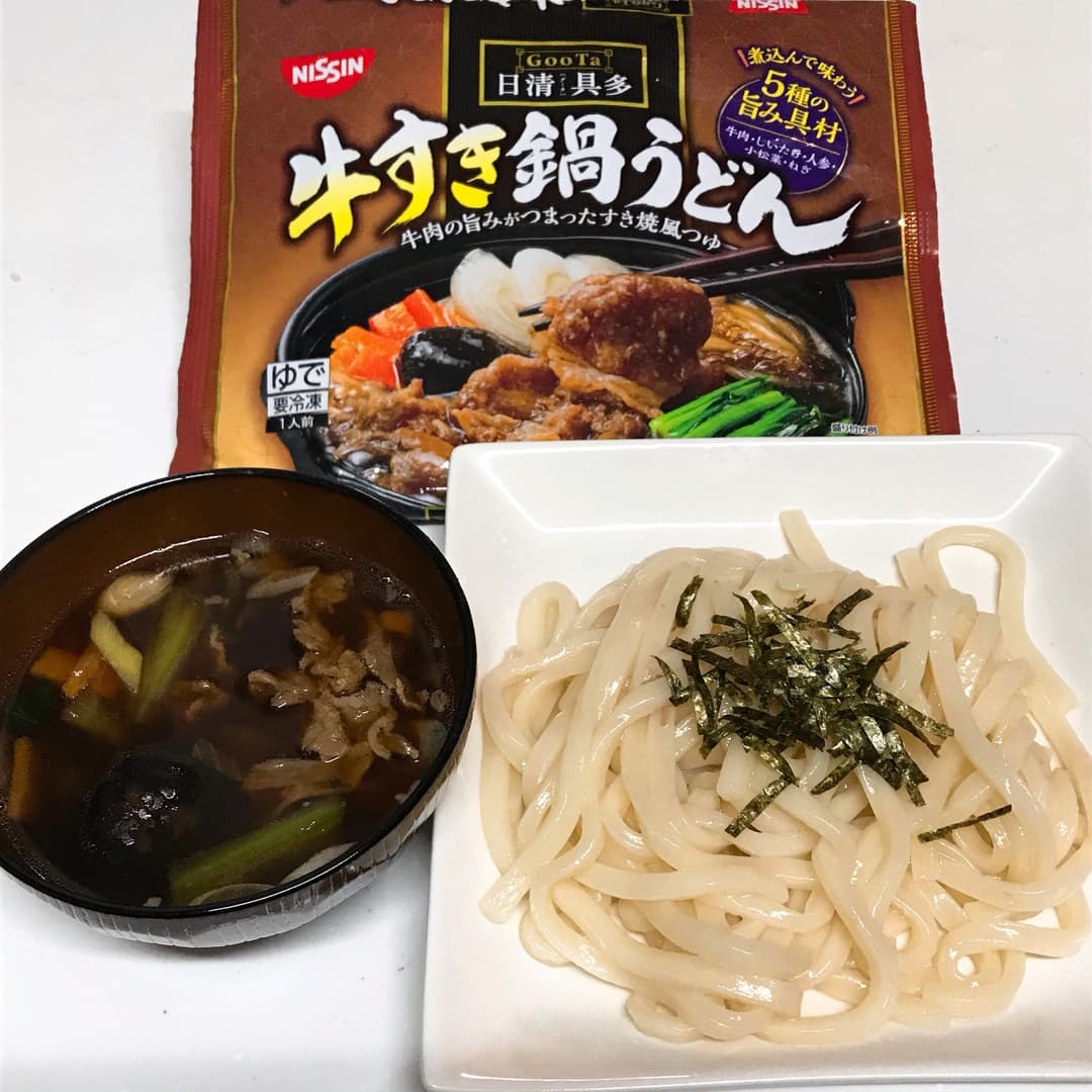 牛すきつけ汁うどんの完成写真