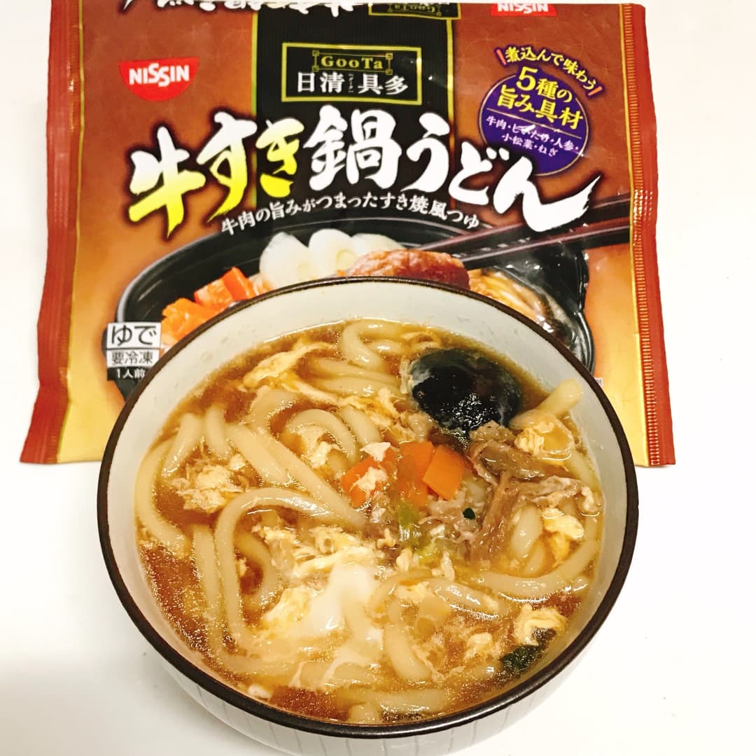 牛すき卵とじうどんの完成写真