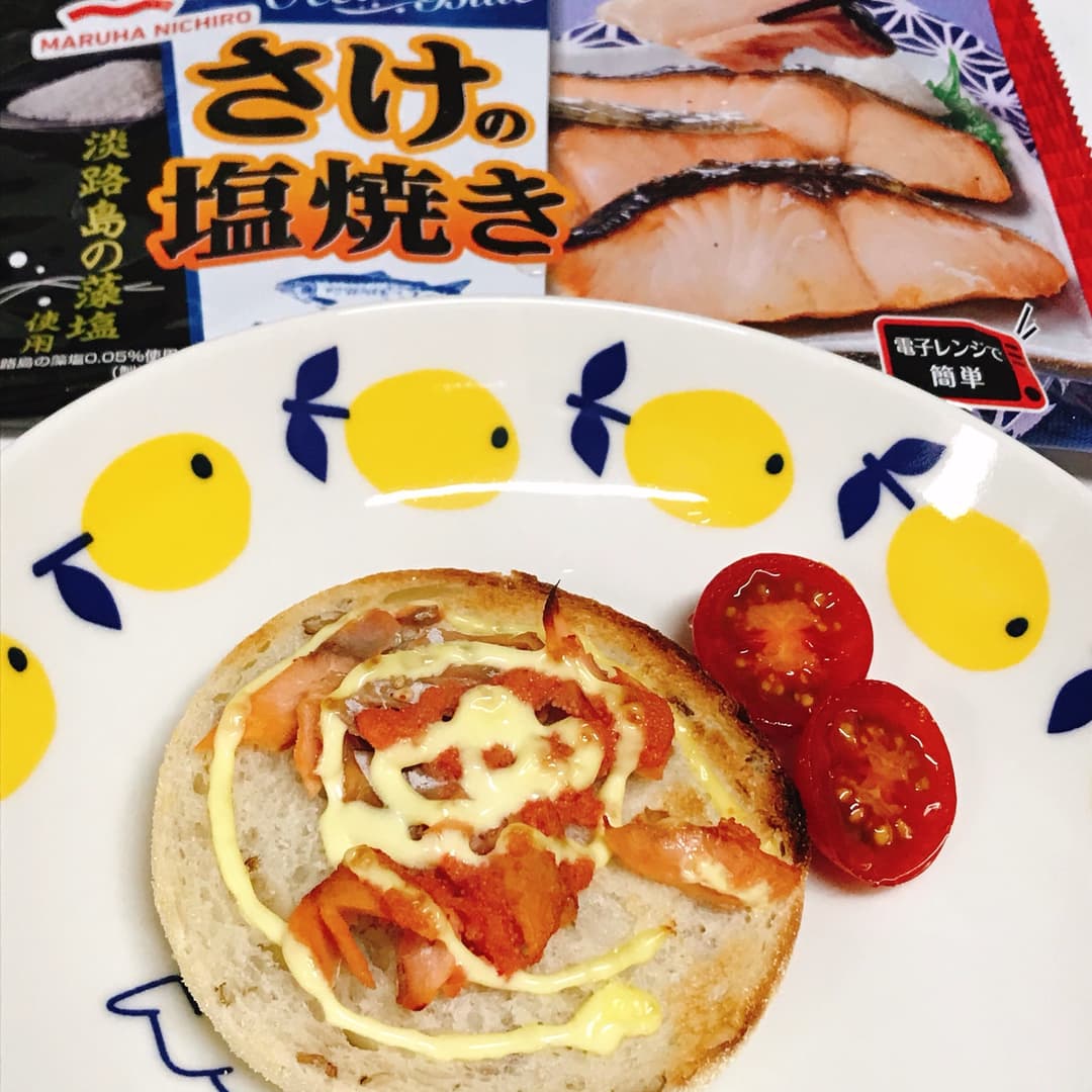 しゃけ明太マヨトーストの完成写真