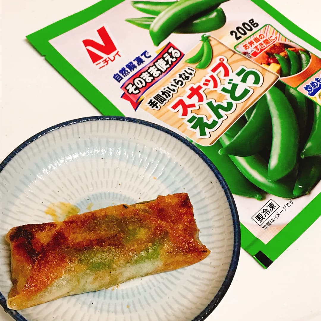 スナップえんどうと焼き鳥の春巻きの完成写真
