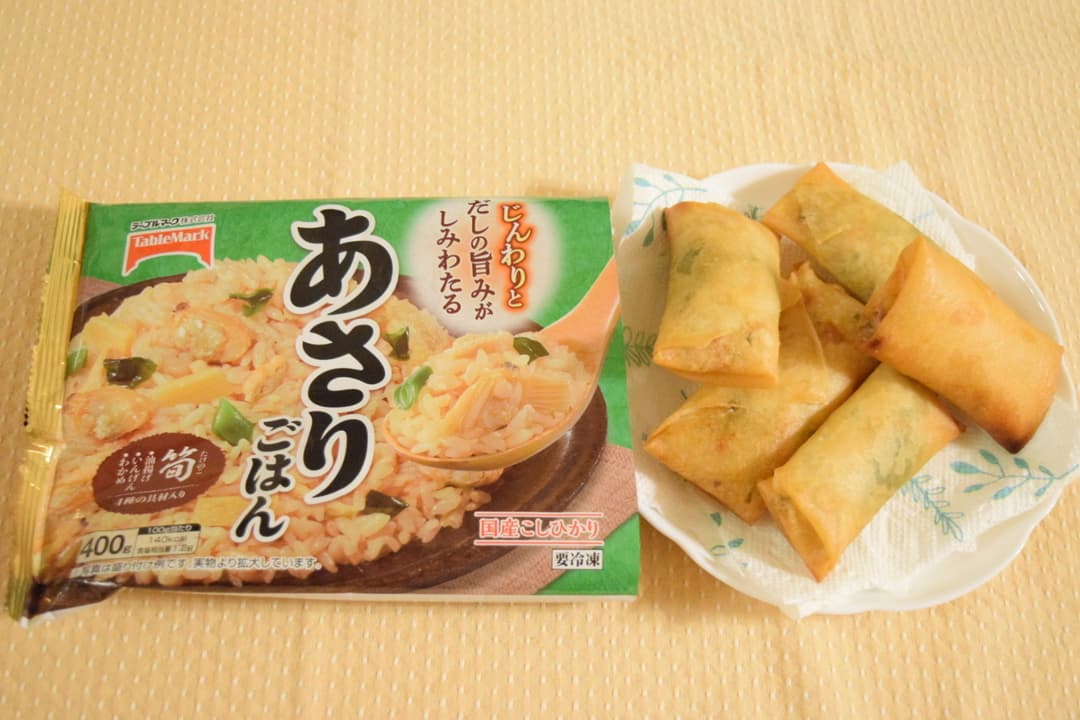 あさりごはんのライス春巻きの完成写真