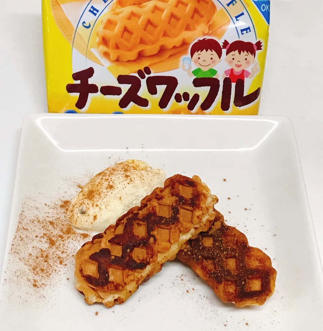 シナモンシュガーの焼チーズワッフルの完成写真