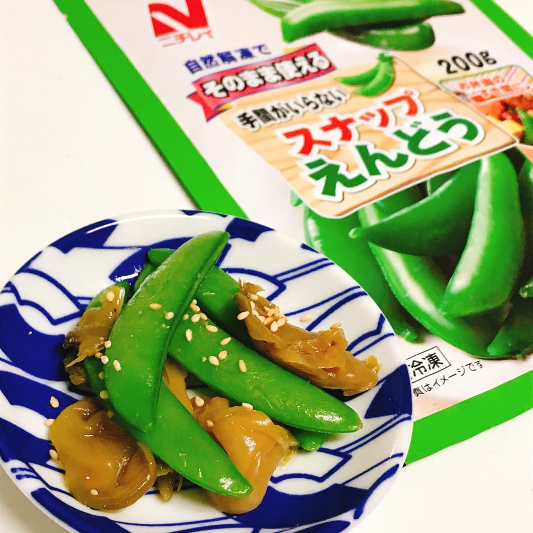 ザーサイとスナップえんどうの和え物の完成写真