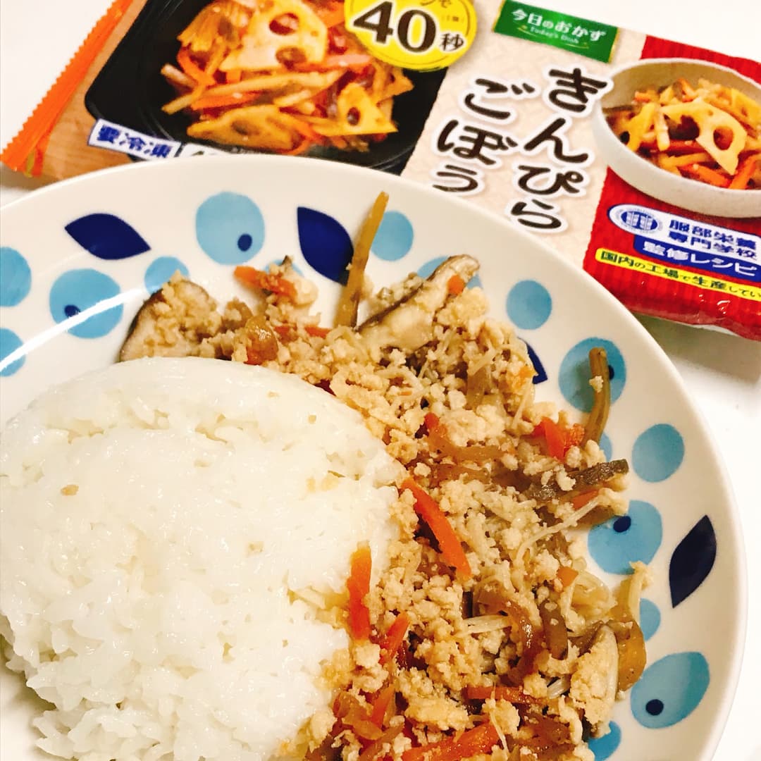 きんぴらと鶏ひき肉の炒め物の完成写真