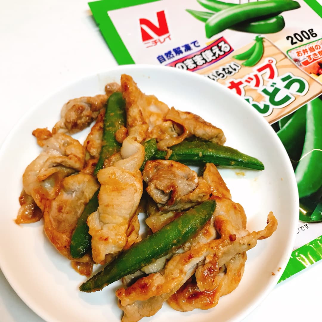 豚とスナップえんどうの甘味噌炒めの完成写真