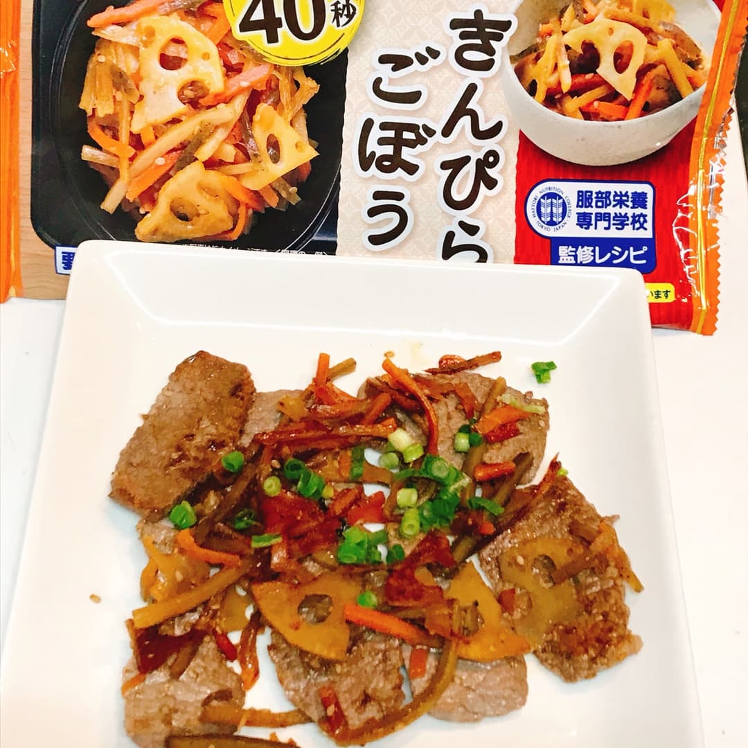 きんぴらごぼうの肉炒めの完成写真