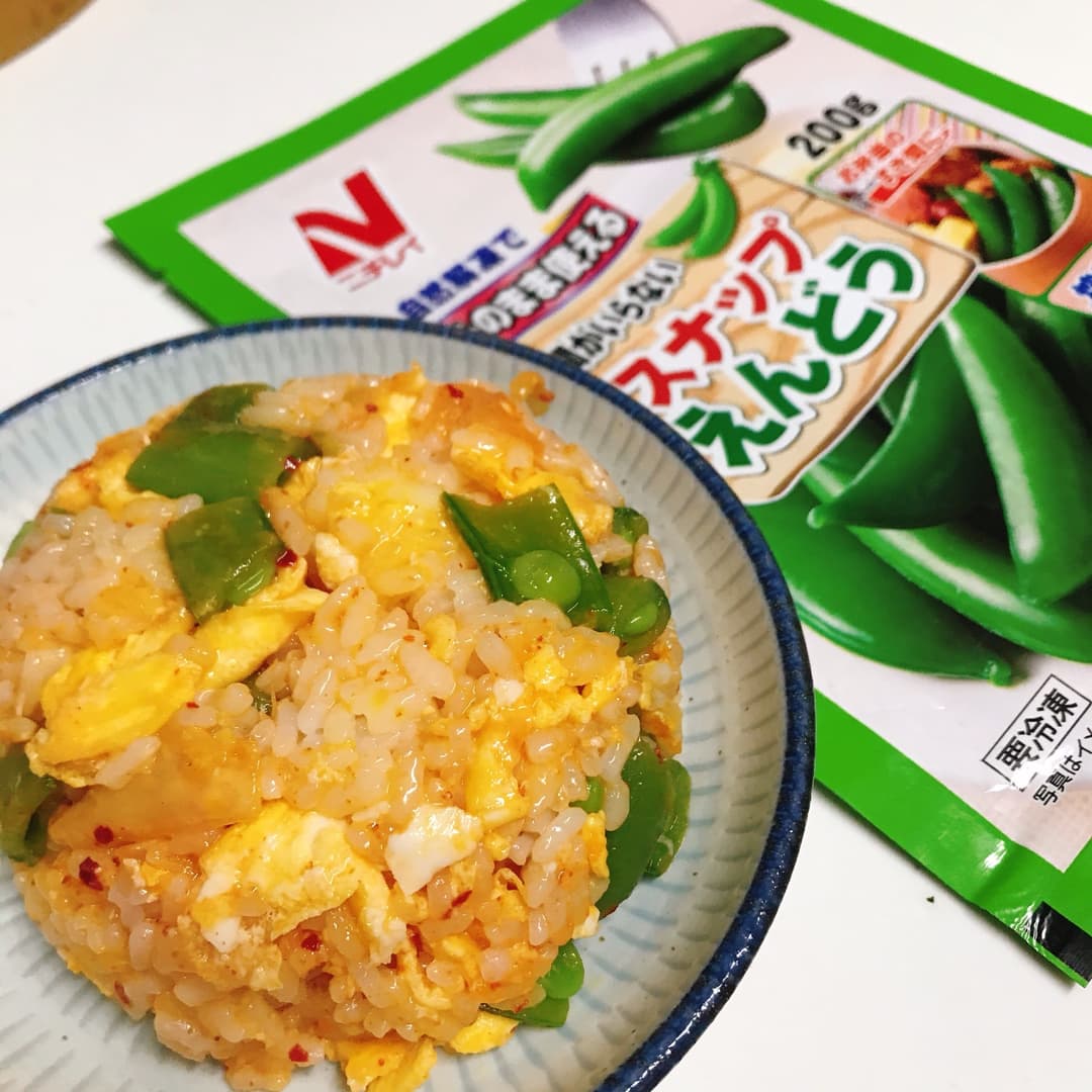 スナップえんどうキムチ炒飯の完成写真