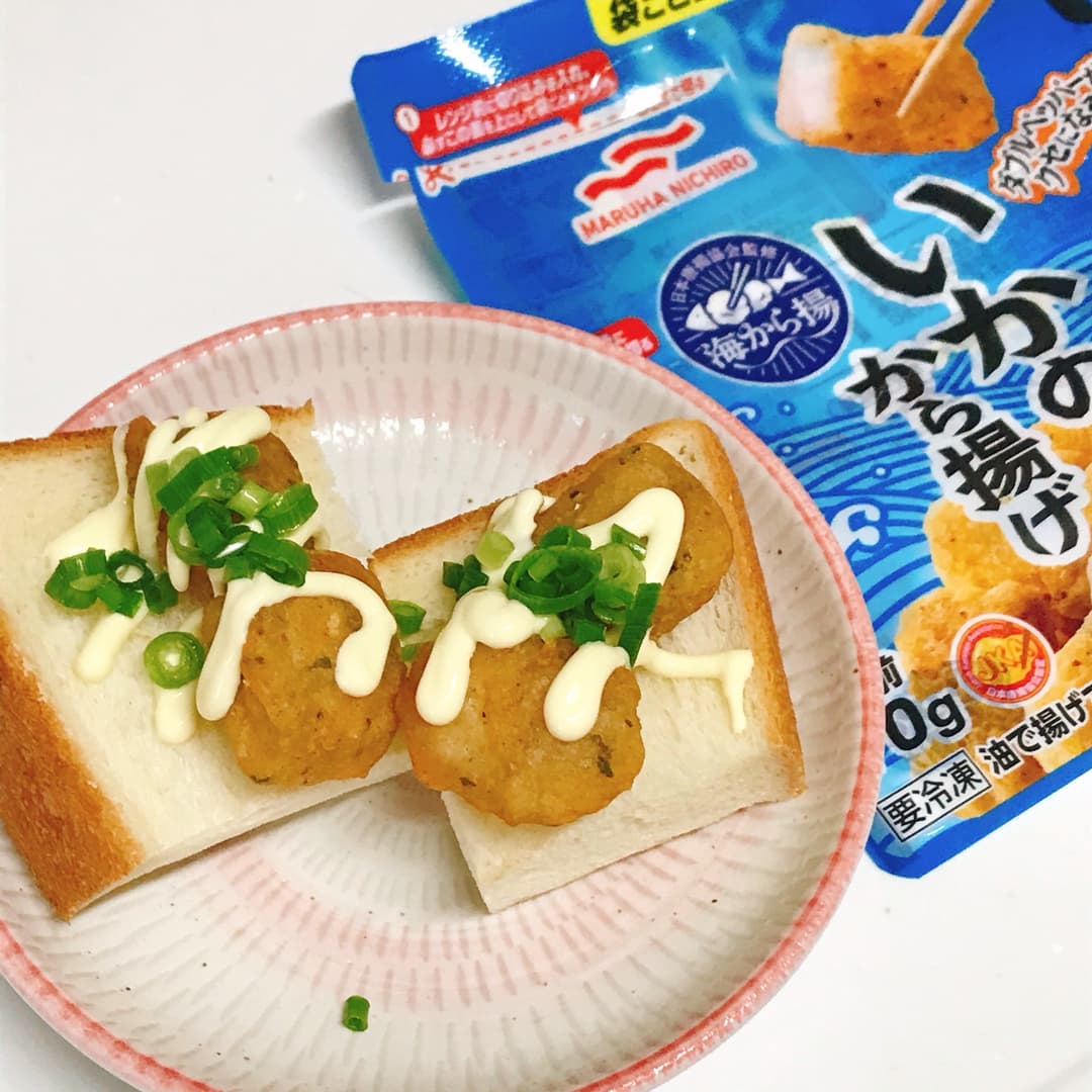 いかからのねぎマヨトーストの完成写真
