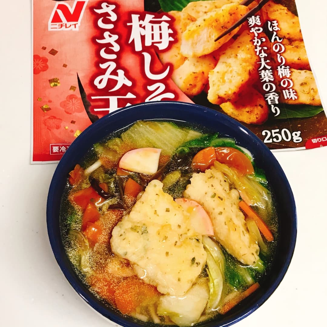 梅しそささみ天の広東うどんの完成写真