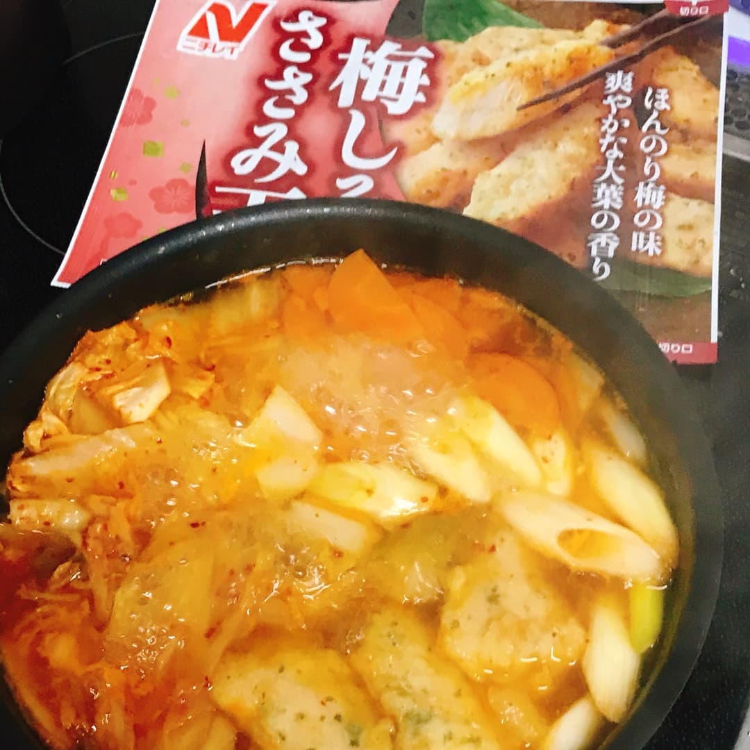 ささみ天のキムチチゲの完成写真