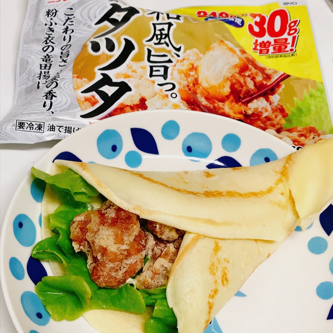 若鶏タツタのお食事クレープの完成写真