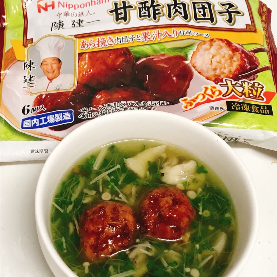 生姜がきいた肉団子ときのこのスープの完成写真