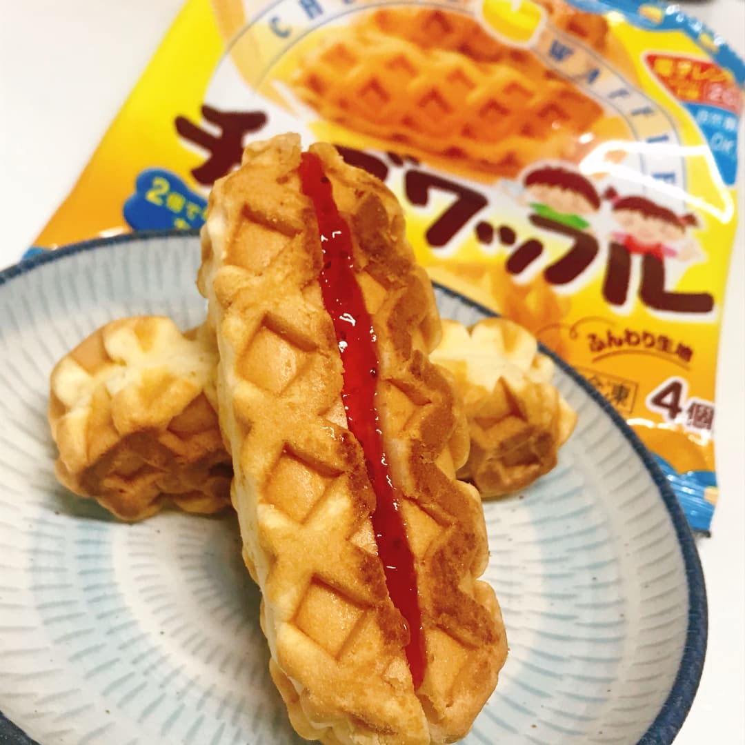 いちごジャムチーズワッフルの完成写真