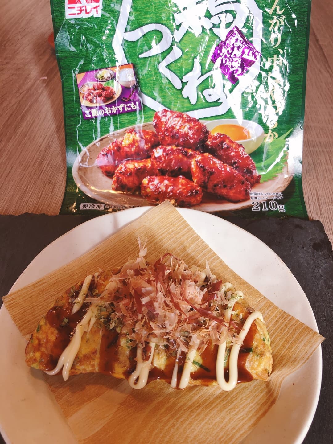 つくねを使ったお好み焼き風の完成写真