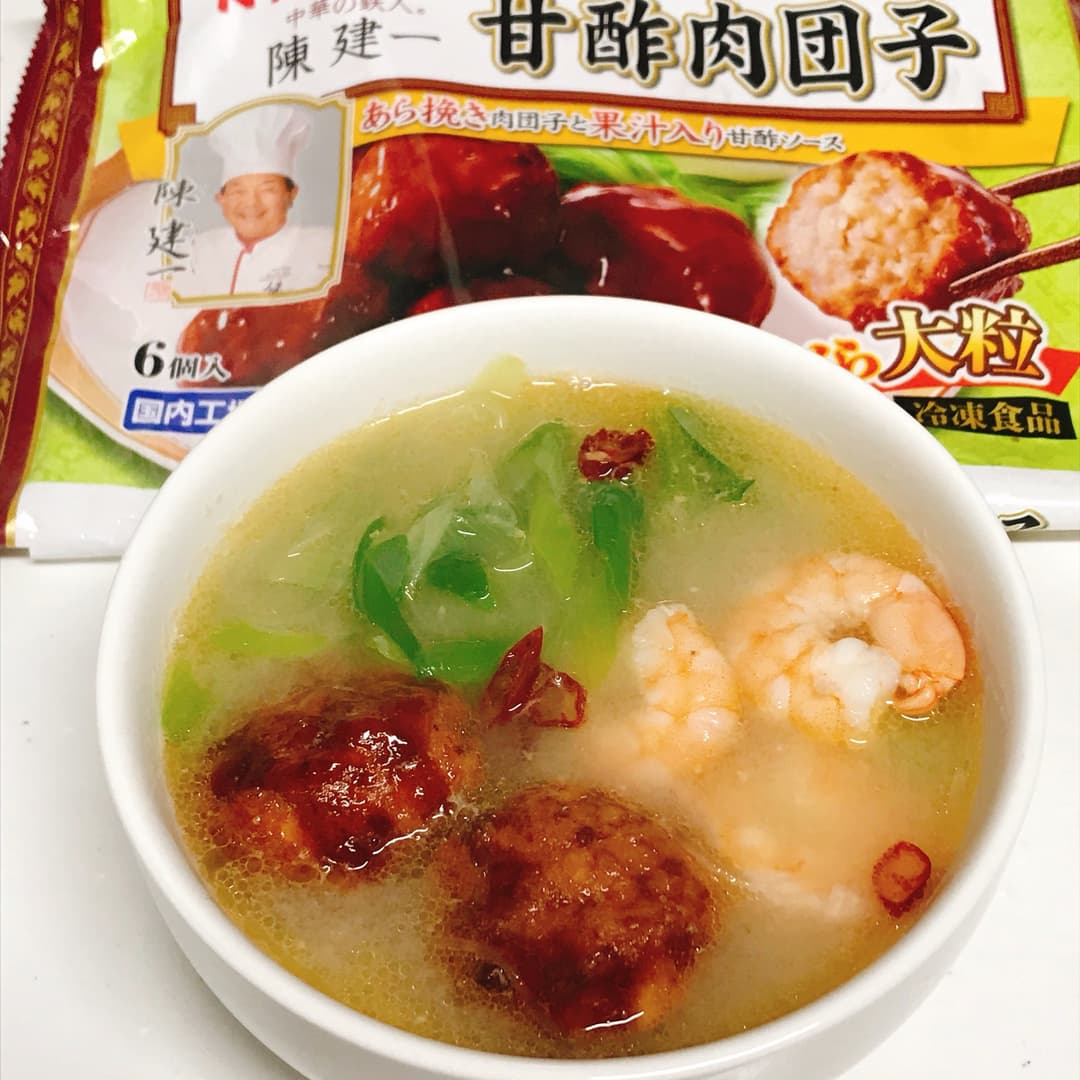 肉団子と海老の春雨スープの完成写真