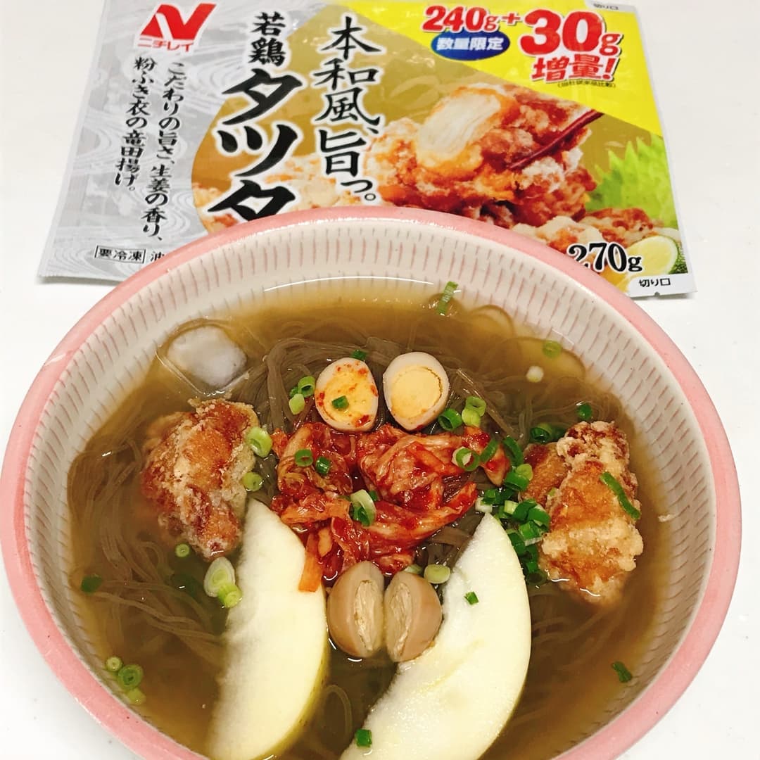 若鶏タツタの水冷麺の完成写真