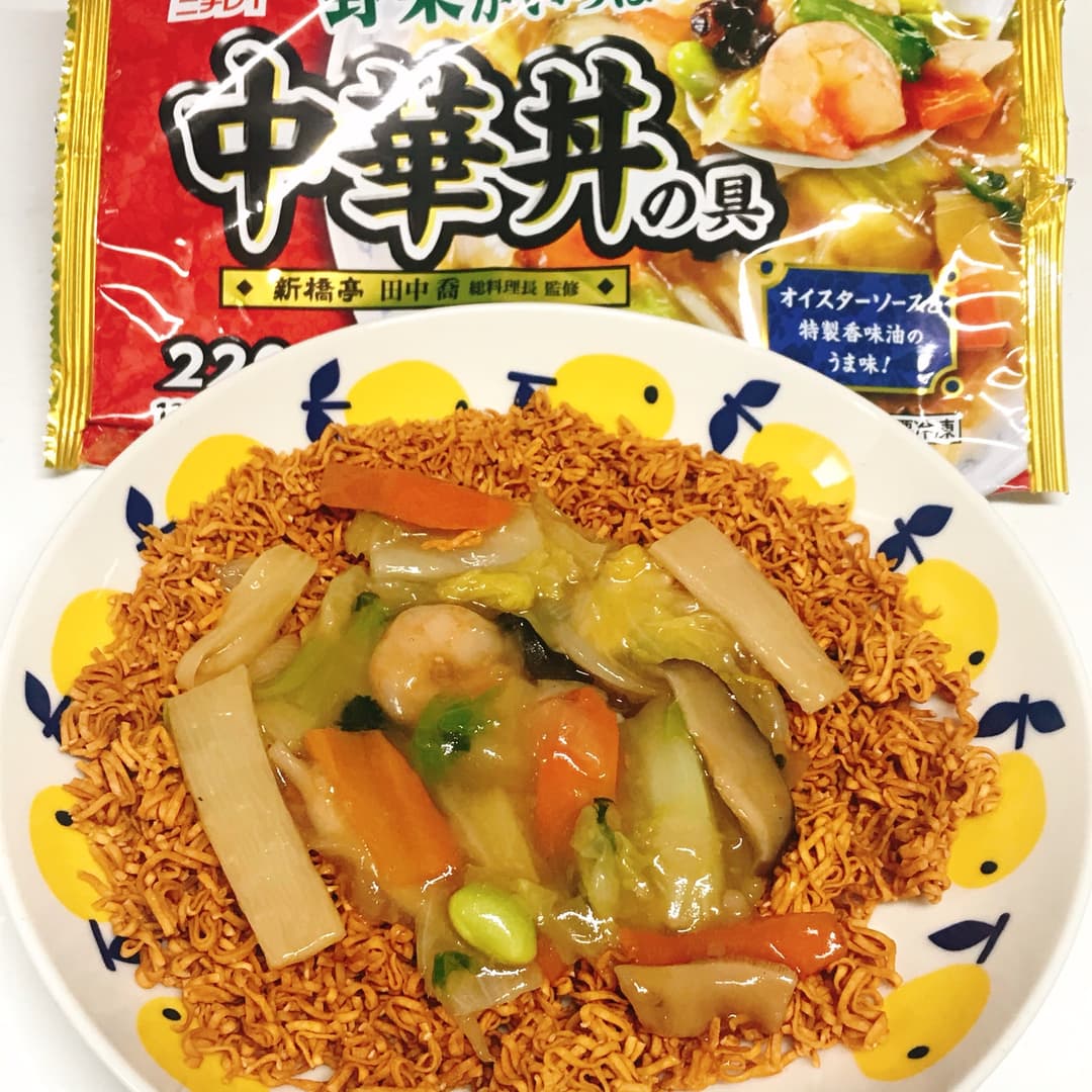 12種類の具材が入った長崎皿うどん風の完成写真