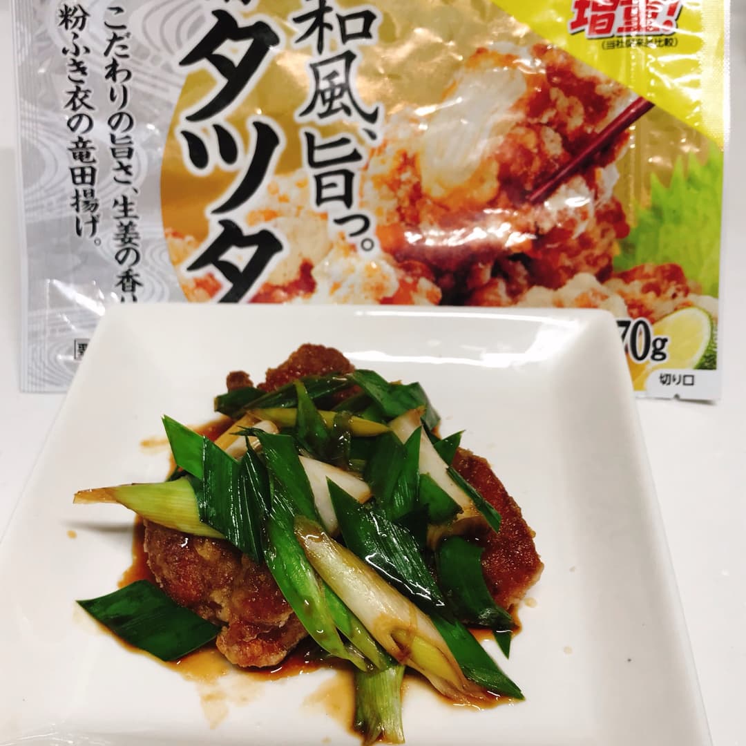 若鶏タツタと葉にんにくのオイスター炒めの完成写真