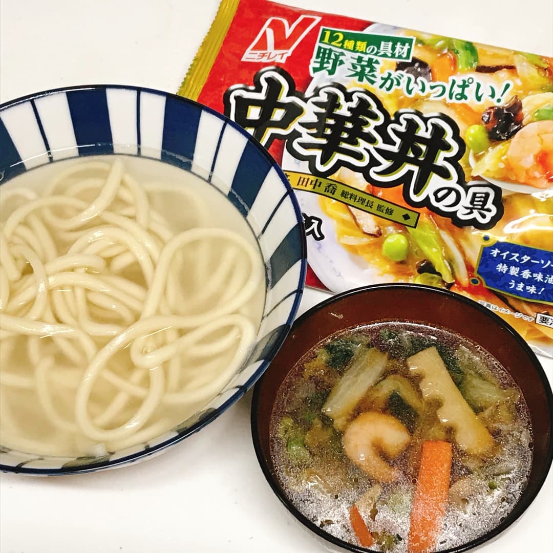 中華あんの釜揚げうどんの完成写真
