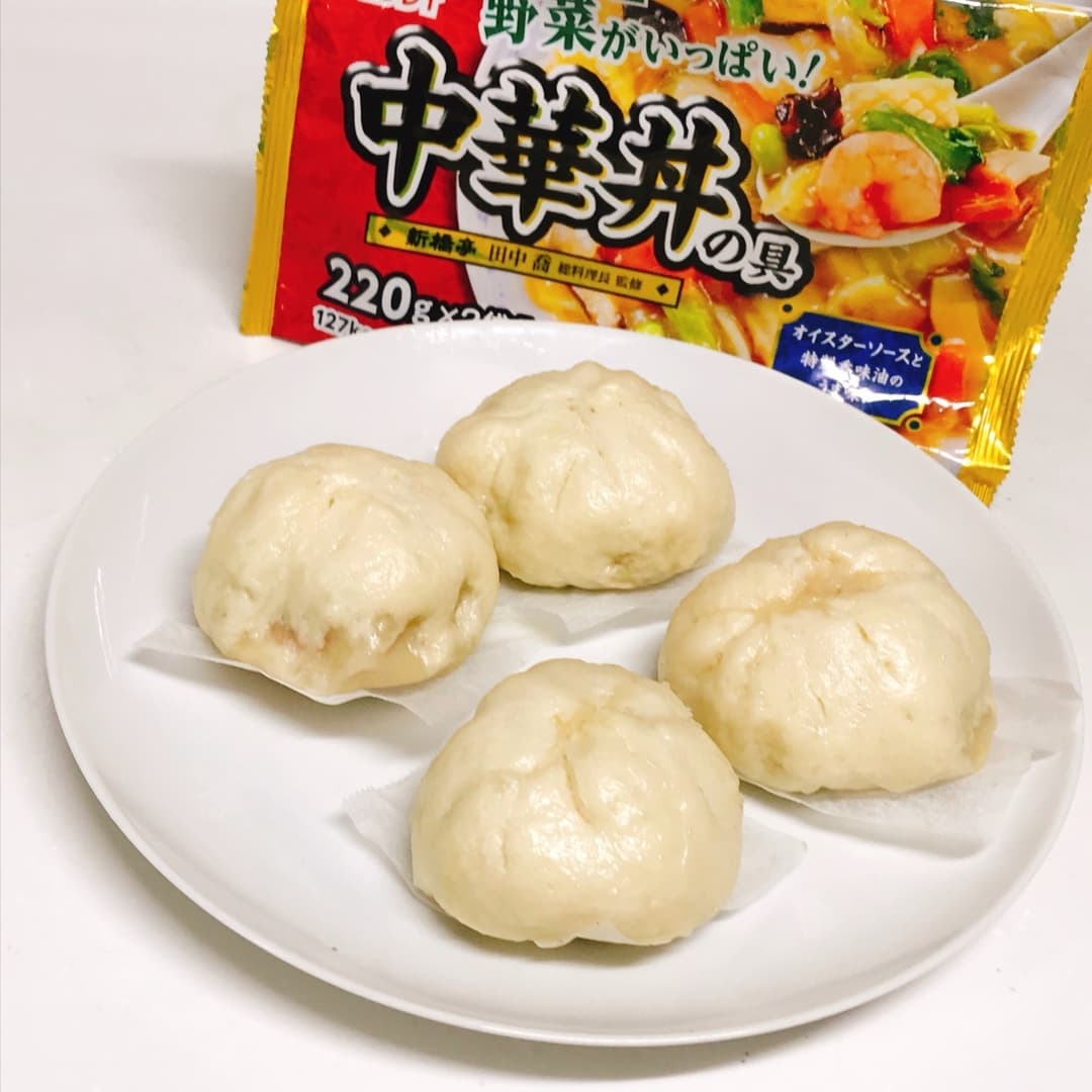中華丼の肉まんの完成写真
