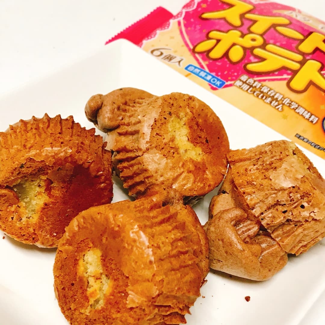 オーブントースターで作るスイートポテトのココアマフィンの完成写真