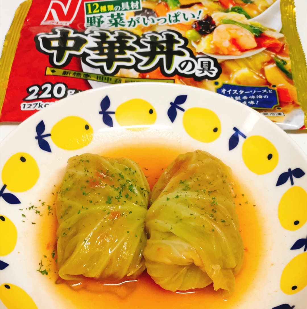 中華丼の具で作るロールキャベツの完成写真