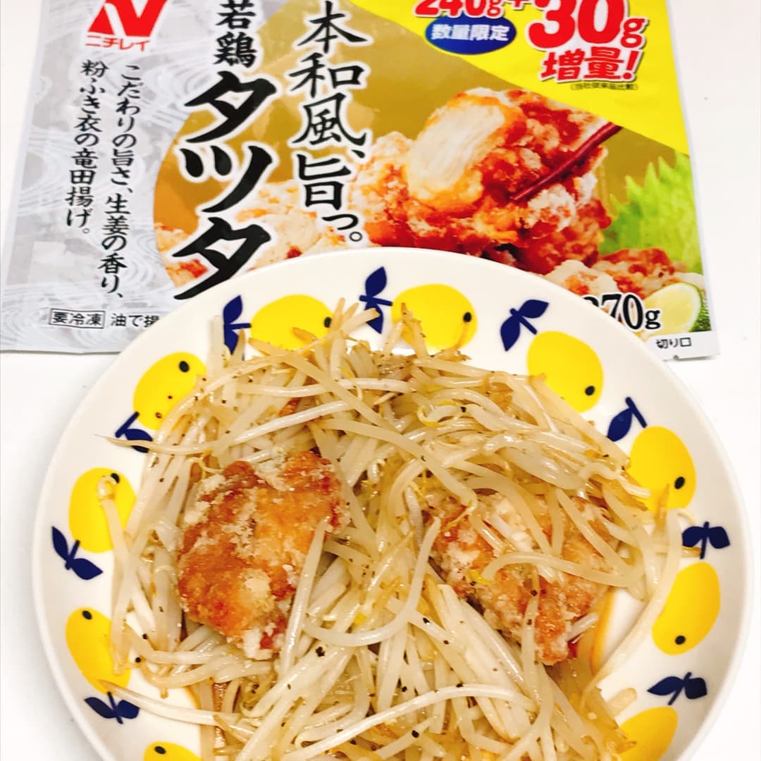 若鶏タツタともやしのオイスター炒めの完成写真