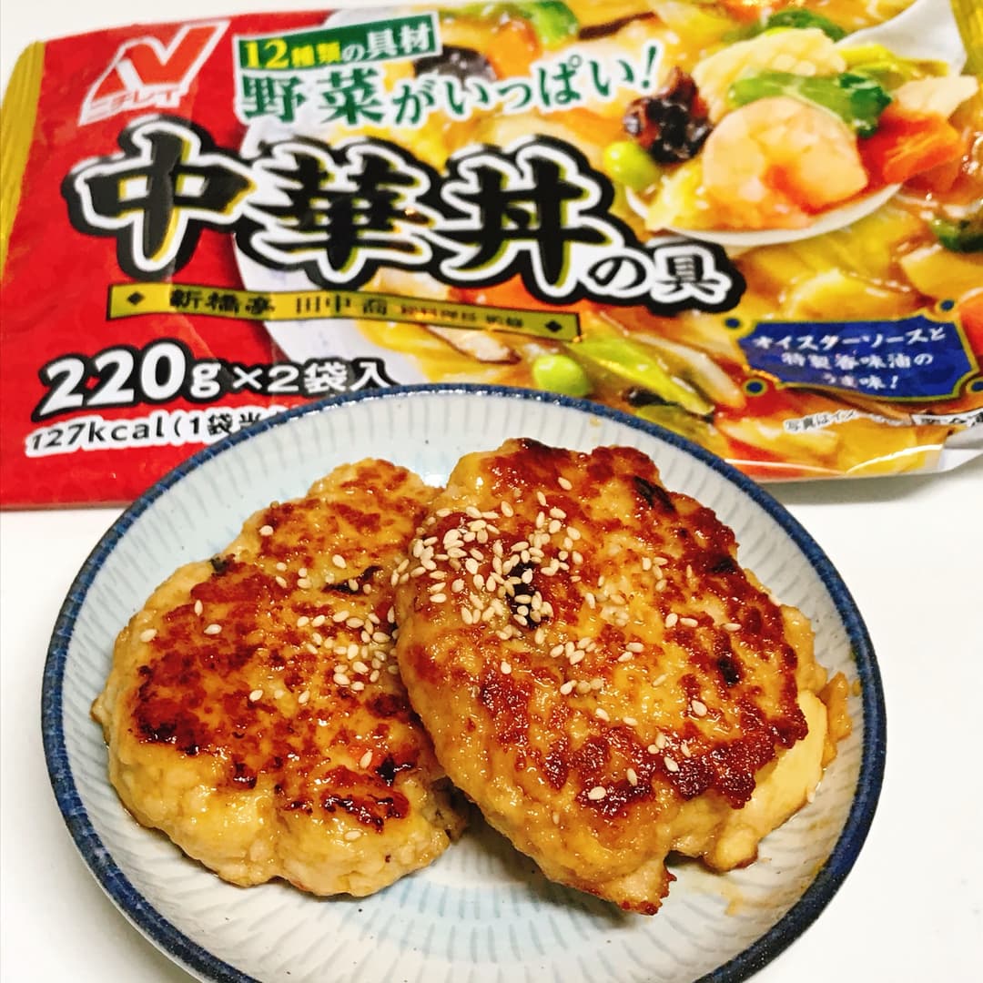 中華丼で作るてりやき豆腐ハンバーグの完成写真