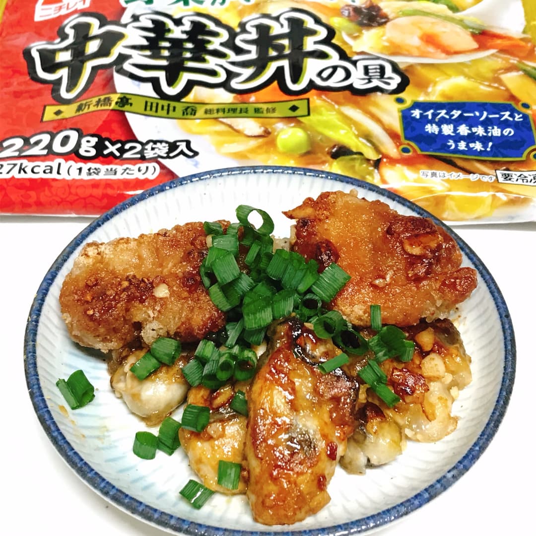 若鶏タツタと牡蠣のバター醤油焼きの完成写真