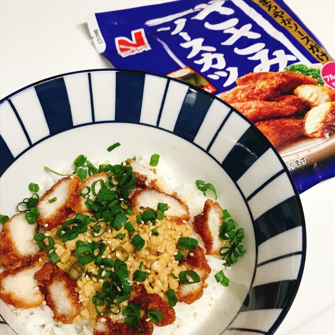 ささみソースカツの納豆丼の完成写真