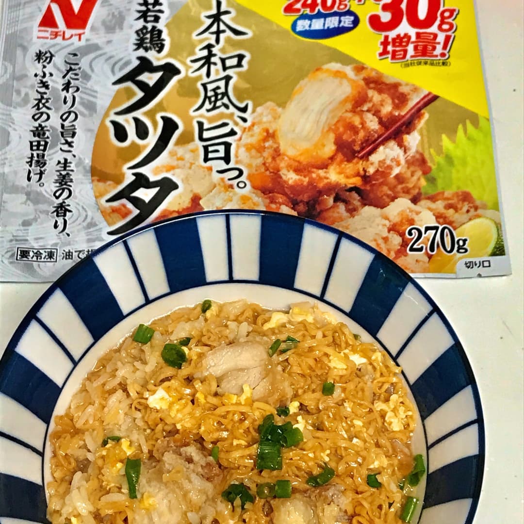 若鶏タツタのチキンラーメン雑炊の完成写真
