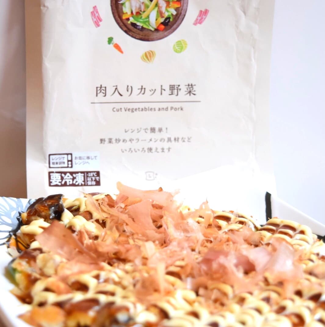 カット野菜のお好み焼きの完成写真