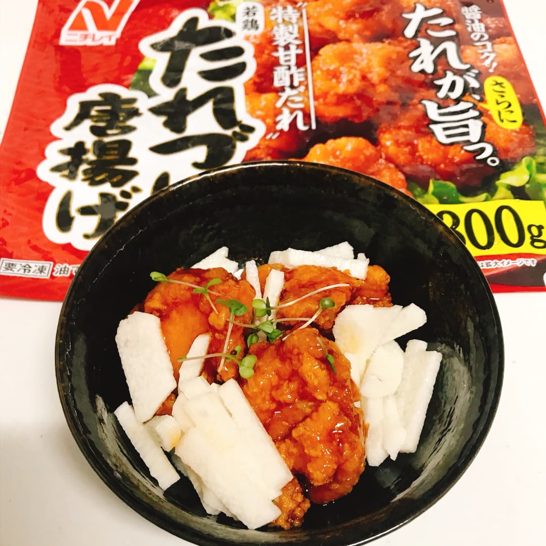 たれづけ唐揚げと長芋短冊切りの完成写真