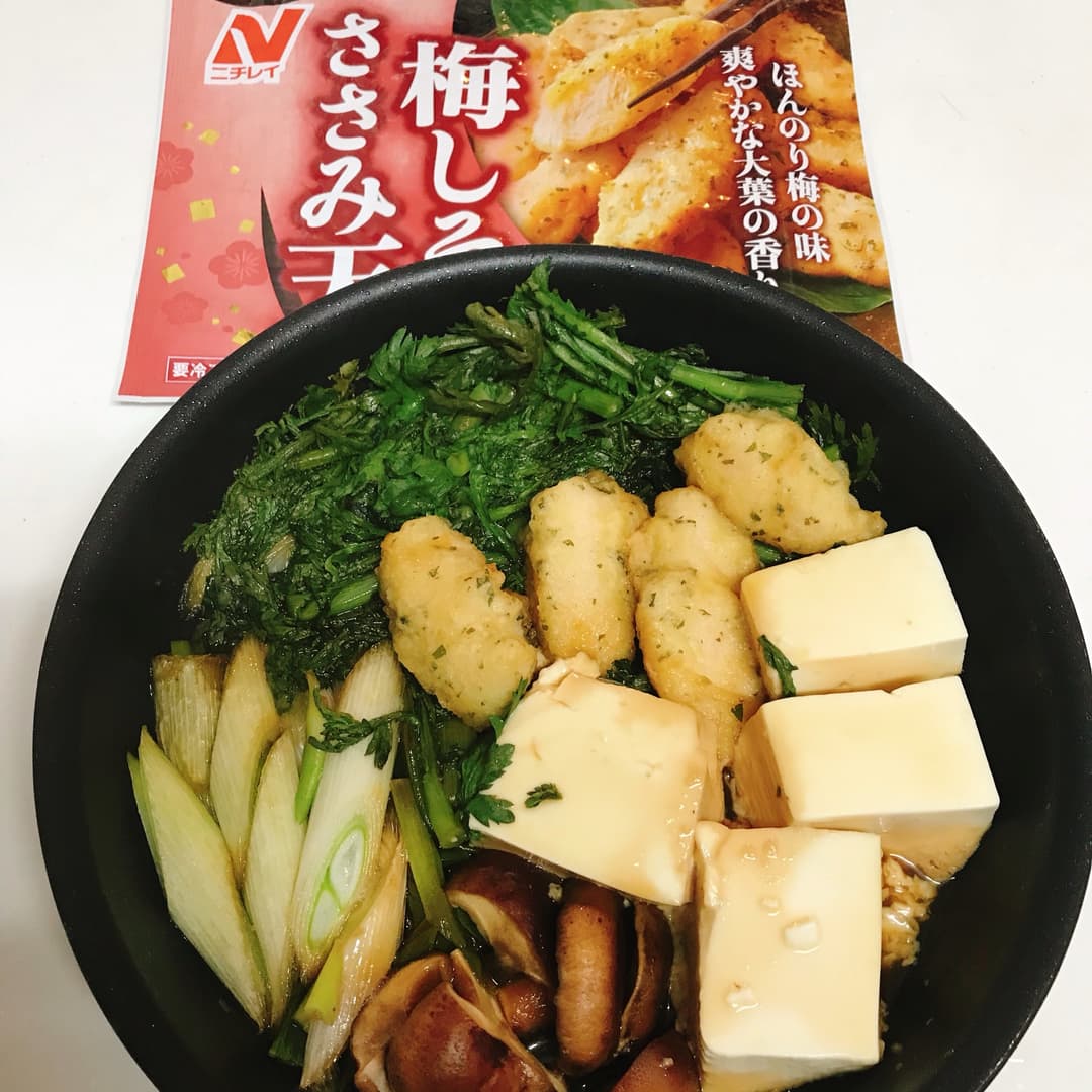 ささみ天のすき煮の完成写真