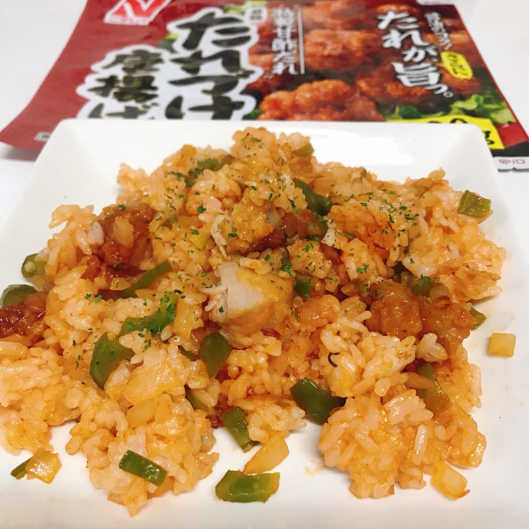 たれづけ唐揚げのチキンライスの完成写真