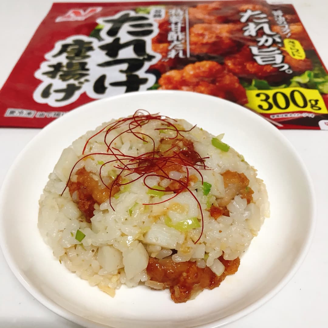 たれづけ唐揚げのにんにく炒飯の完成写真