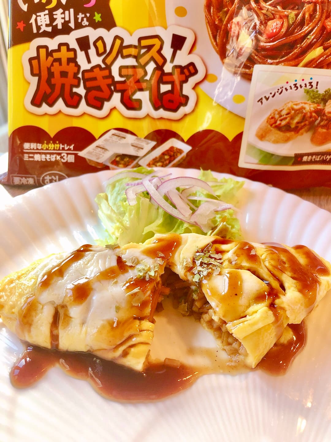 オム焼きそばの完成写真