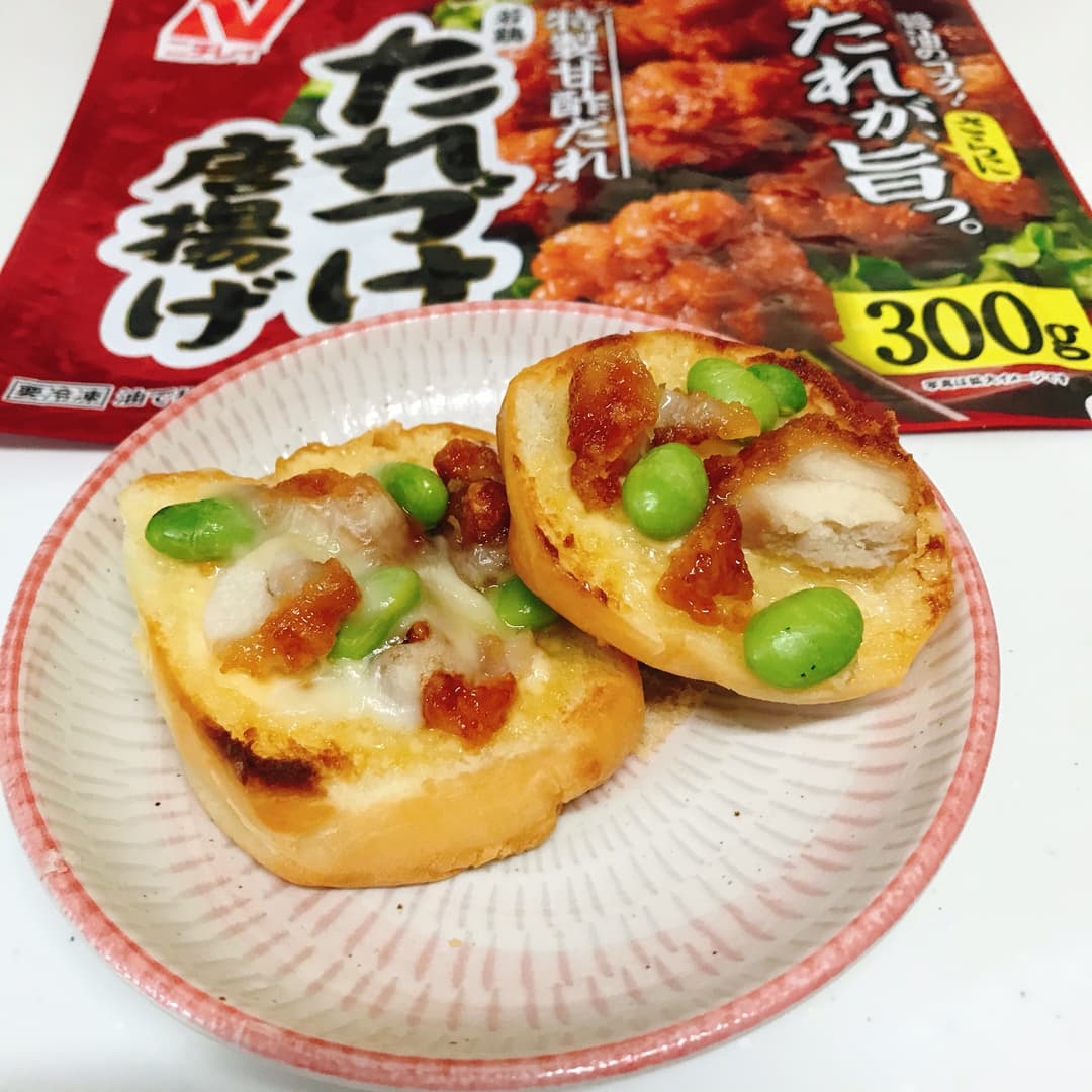 たれづけ唐揚げのマヨトーストの完成写真