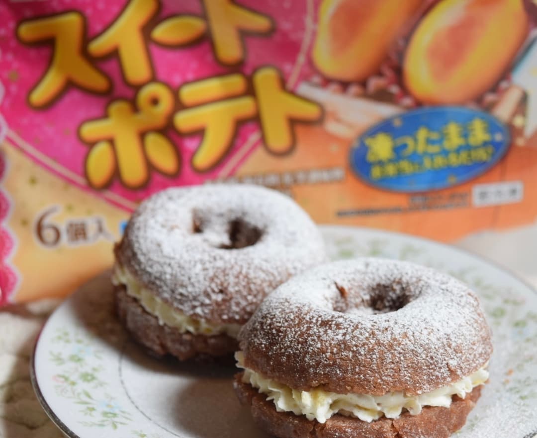スイートポテトホイップのチョコドーナツの完成写真