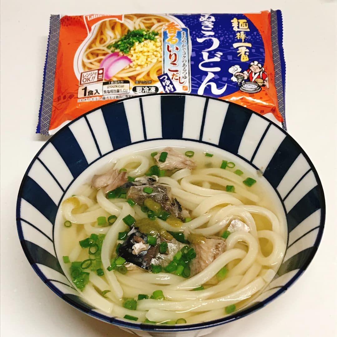いりこだしの鯖うどんの完成写真