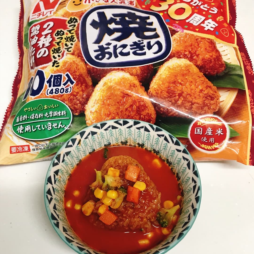 焼おにぎりの野菜かけご飯の完成写真