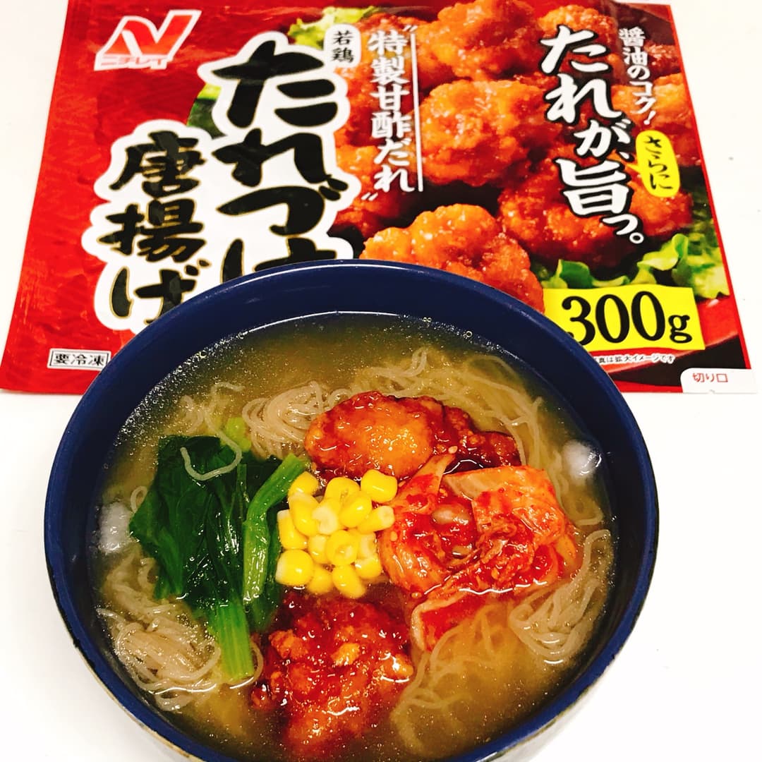 たれづけ唐揚げ水冷麺の完成写真