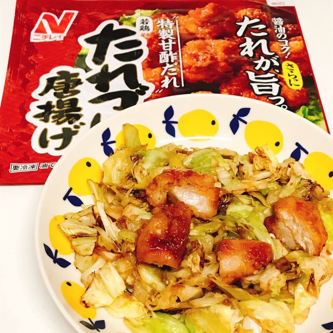 たれづけ唐揚げのガリポン炒めの完成写真